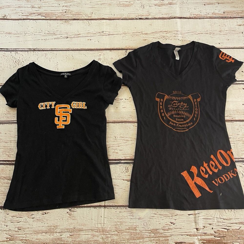 Ketel One‎ Vodka SF Giants MLB T-shirt LADIES WOME Size Medium & Small Lot of 2